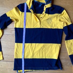 womens xs vintage bumblebee long sleeve Tommy Hilfiger polo with gold buttons